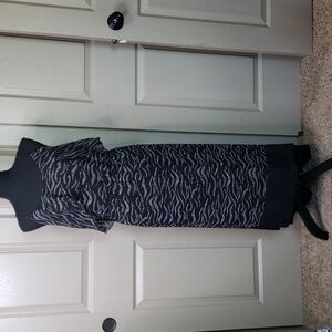 NWT Kensie black eggshell print hi low maxi dress size Medium
